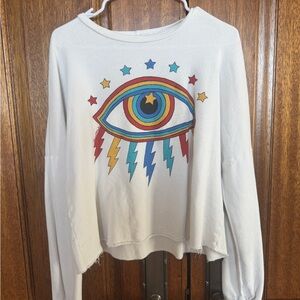 Lauren Moshi White Sweatshirt with Colorful evil eye  Star Design
